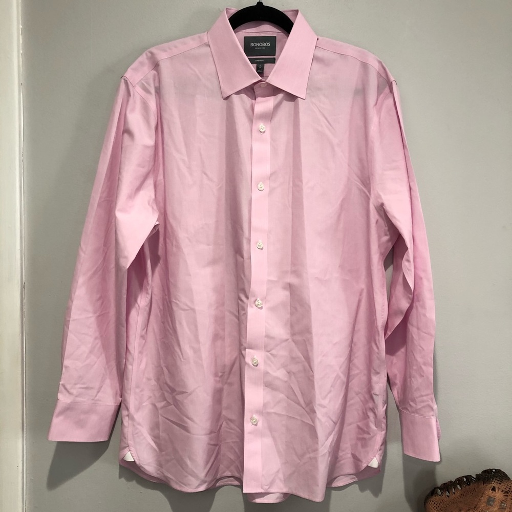 Bonobos Standard Fit Wrinkle Free Pink Button Up 17 / 34